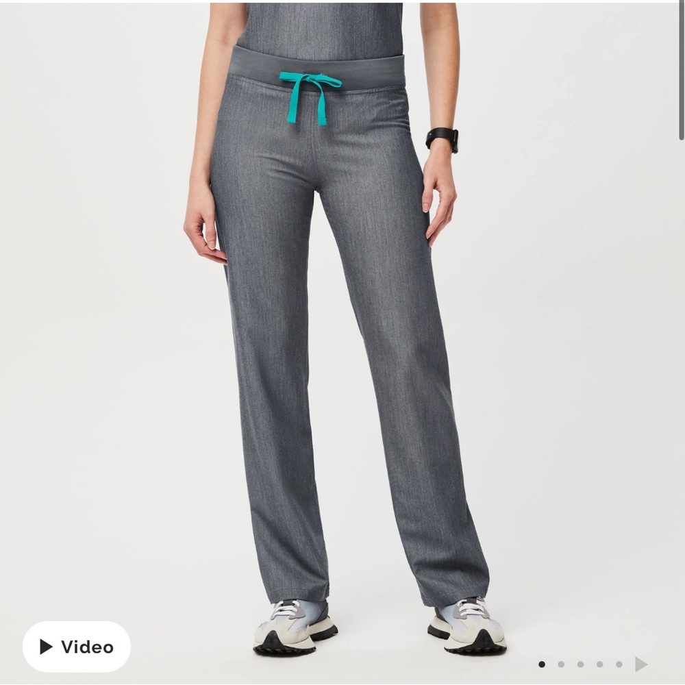 Figs Livingston gray scrubs with red tie- small tall